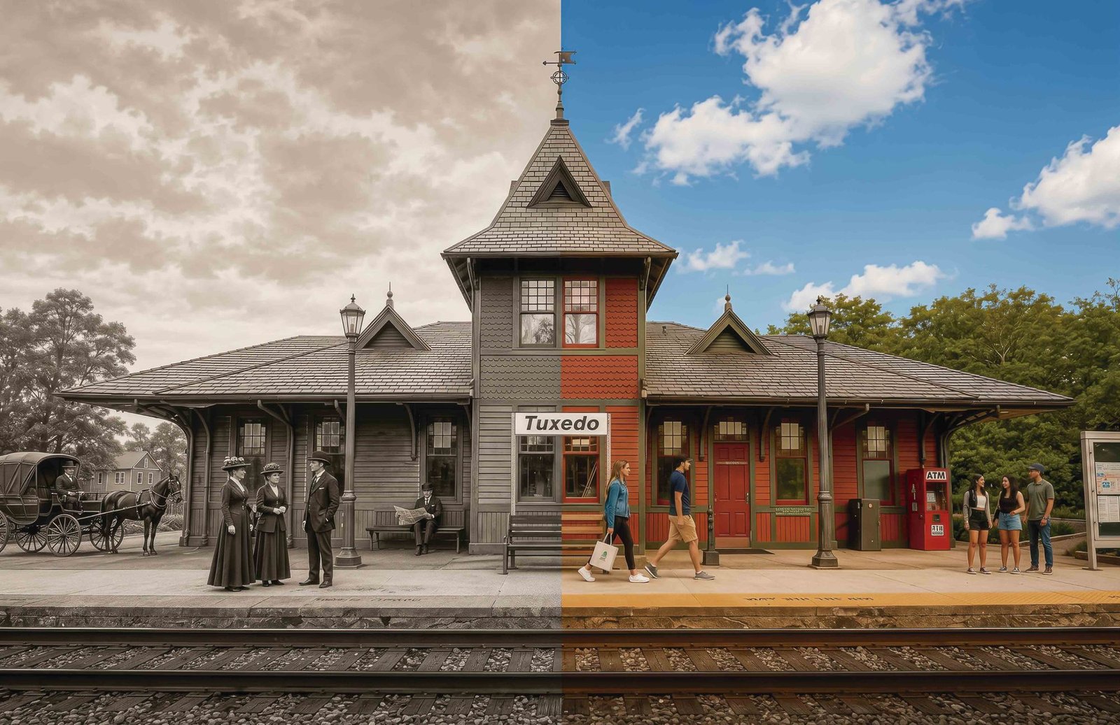 Archival photograph of the historic Tuxedo railroad station