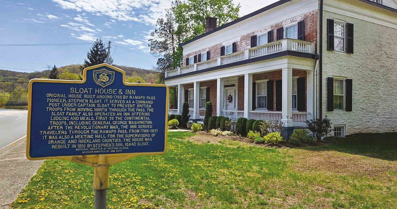 Historic building and marker in the Village of Sloatsburg